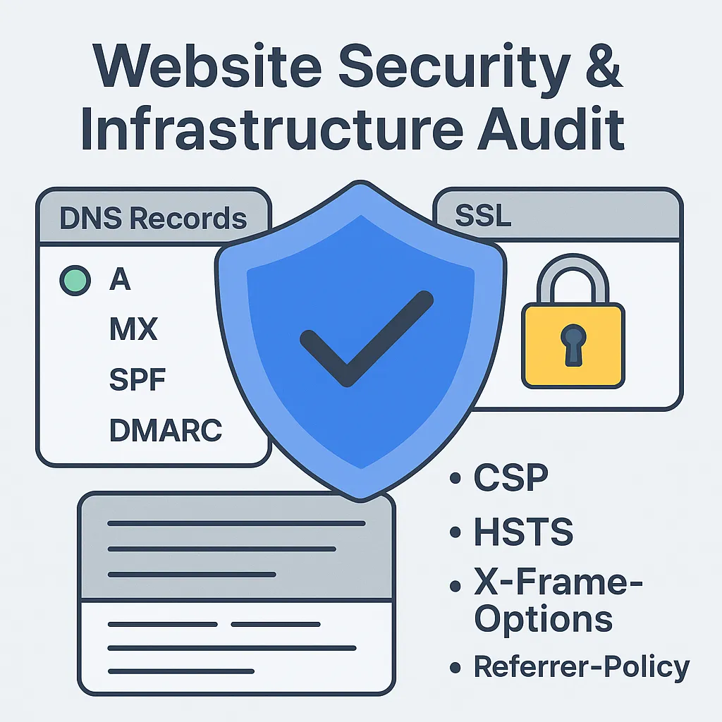 Website security audit dashboard illustration