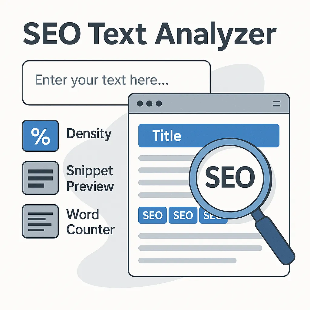 Illustration of SEO text analysis and snippet preview